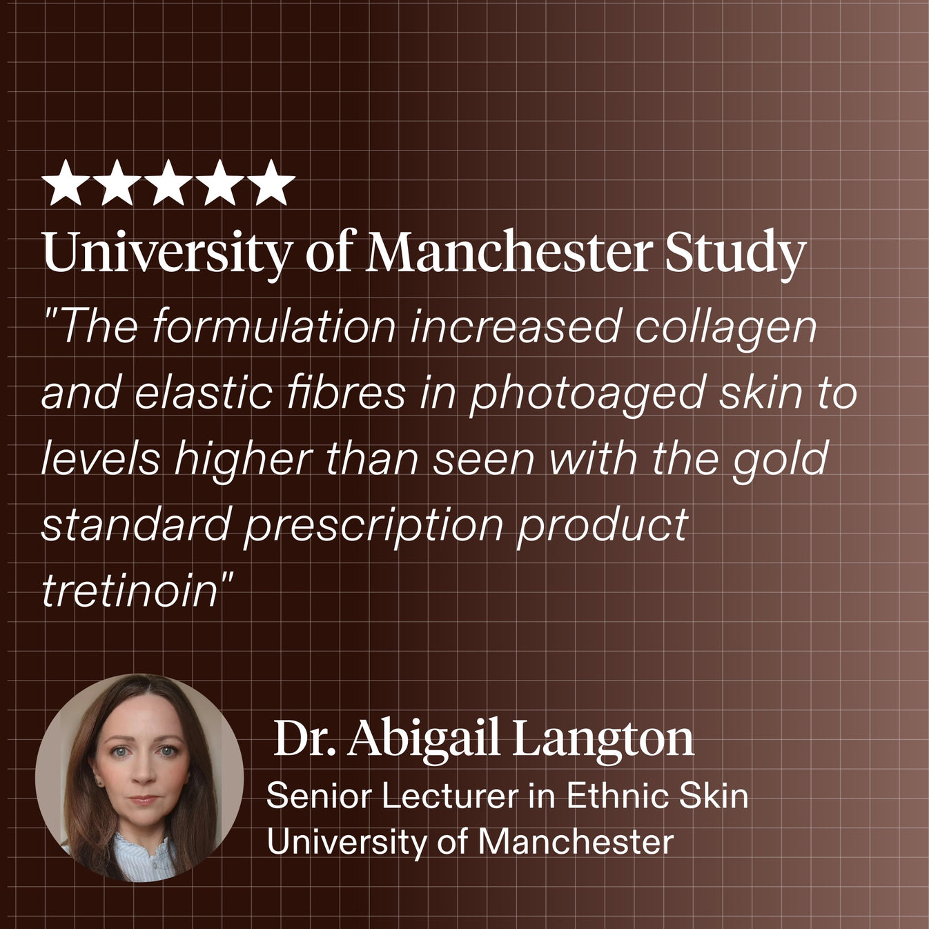 A quote about collagen and elastic fibres from University of Manchester researcher Dr. Abigail Langton