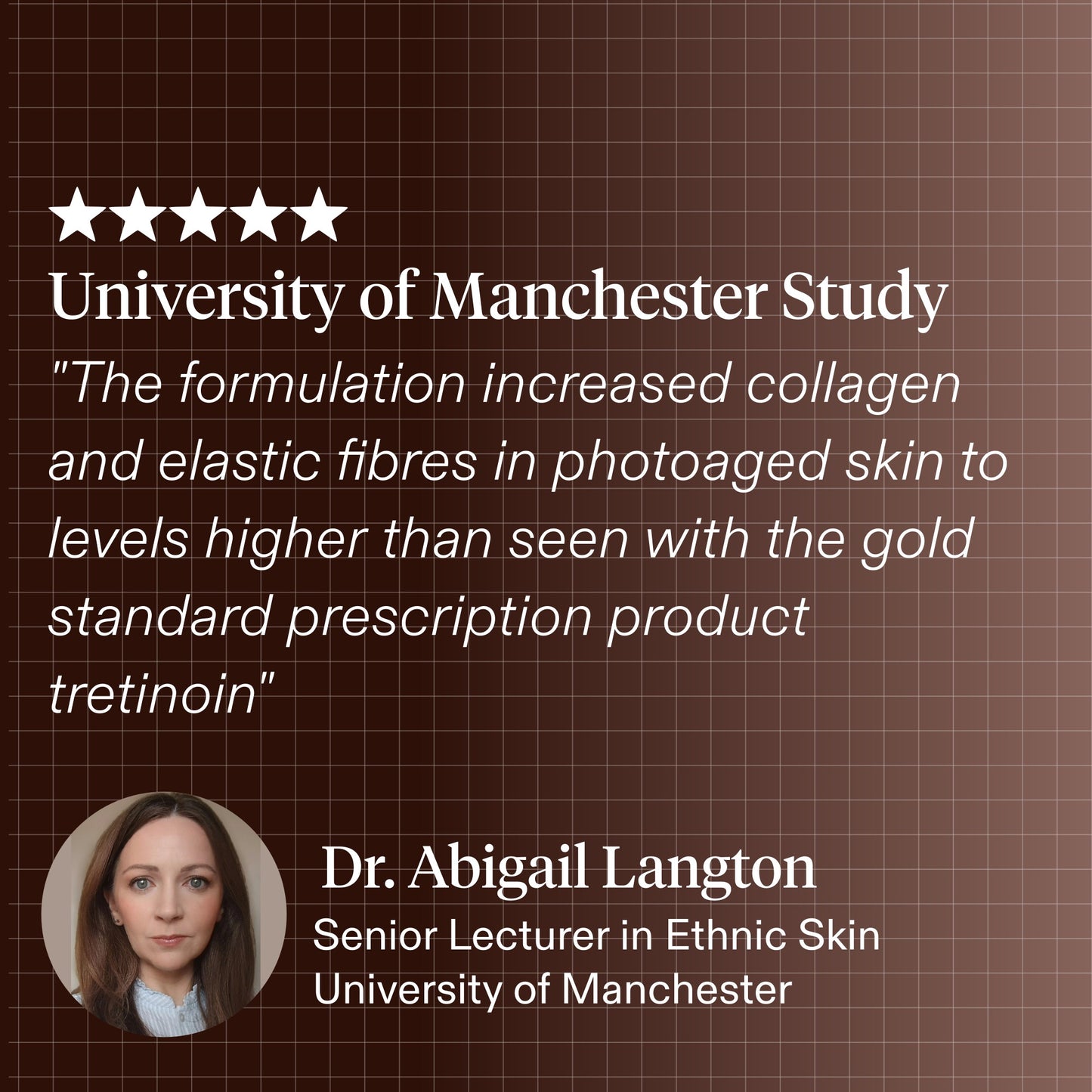 A quote about collagen and elastic fibres from University of Manchester researcher Dr. Abigail Langton