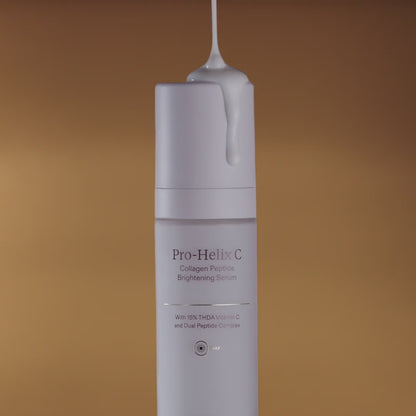 Video of Pro-Helix C product dripping over bottle showing milky serum texture